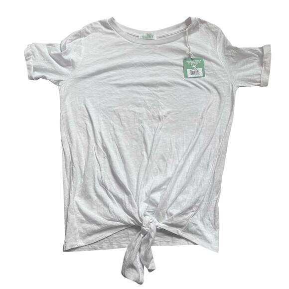 Green Envy Women’s White Tie Front T-Shirt NWT Size Small Organic Cotton - Picture 1 of 4